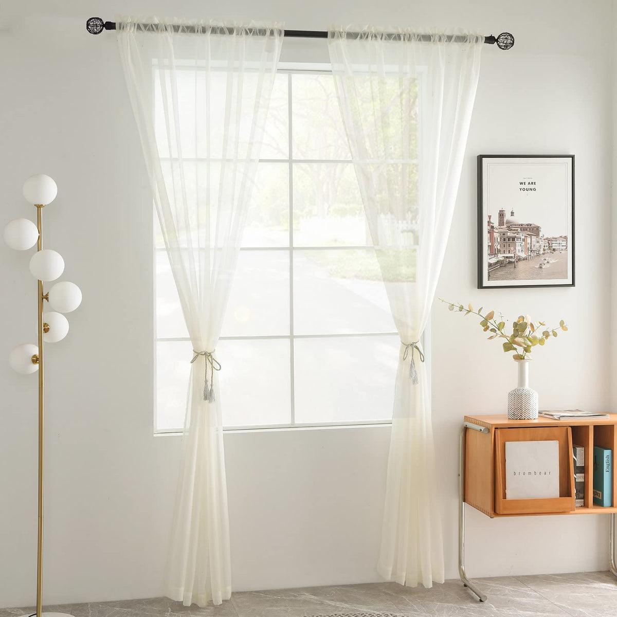 Solid Sheer Rod Pocket Curtain 2 Panels 52 Inch Width 84 Inch Long P55359