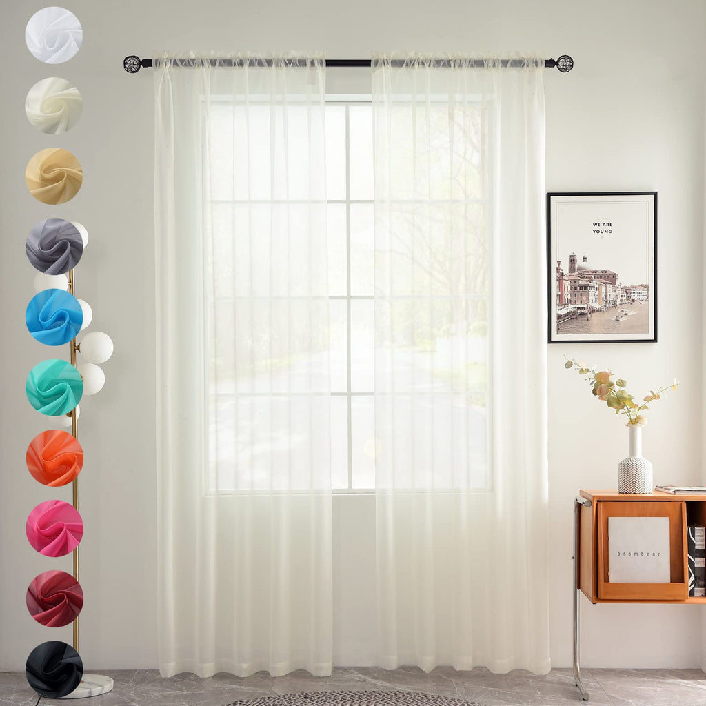 Solid Sheer Rod Pocket Curtain 2 Panels 52 Inch Width 84 Inch Long P55359