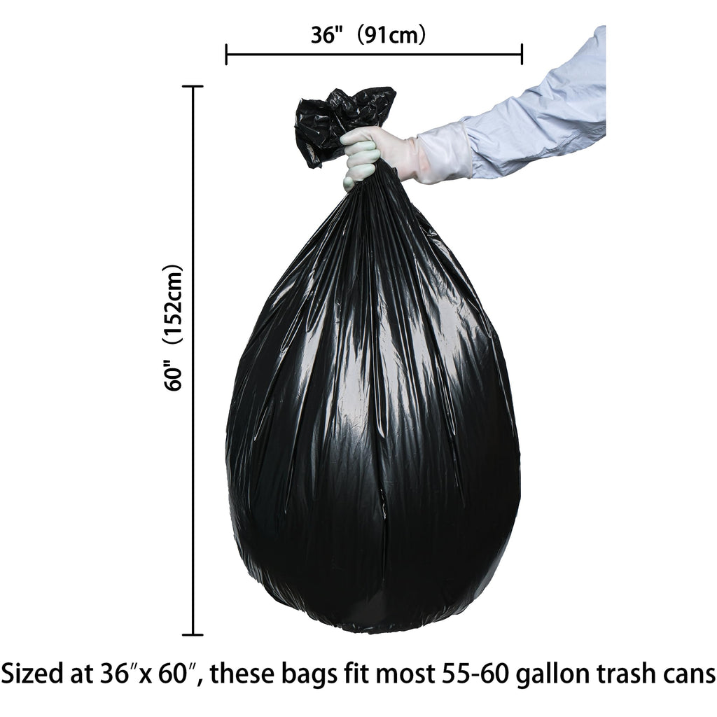 Black 55-60 Gallon Trash Bags Pack of 100 Z678018