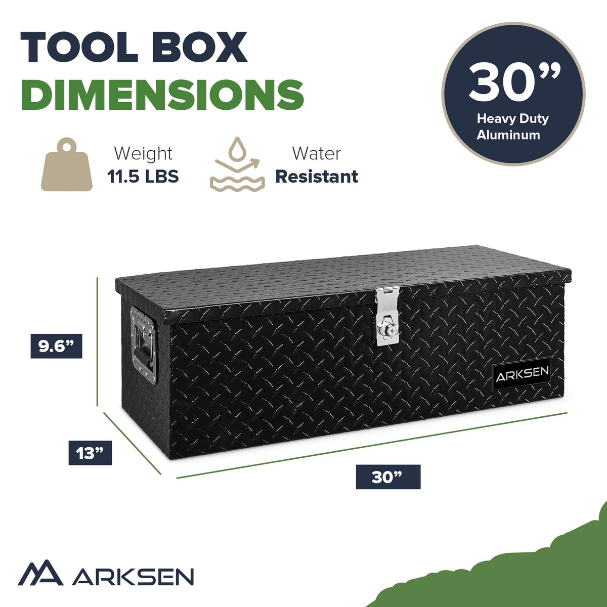 30" x 13" x 10" Black Truck Bed Tool Box Z3828
