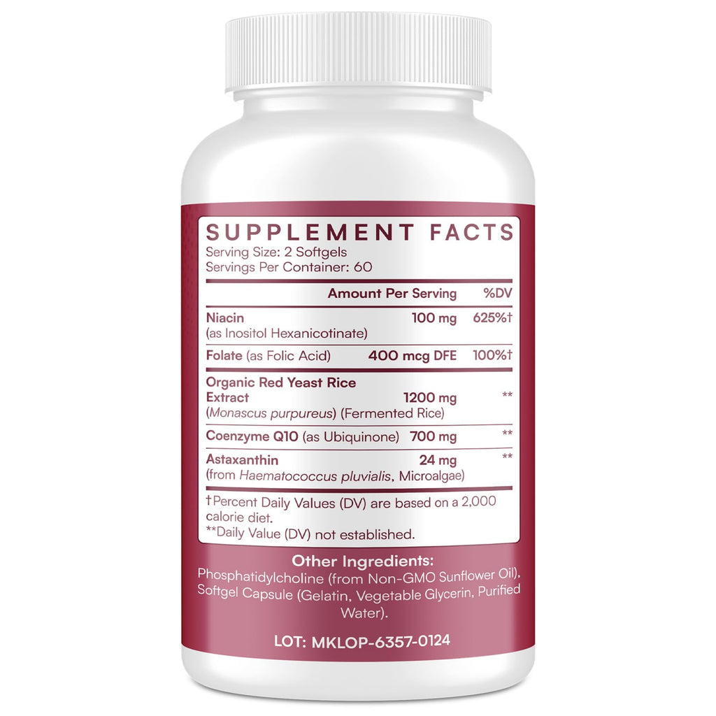Red Yeast Rice 1200mg CoQ10 Astaxanthin 120 Softgels Q439539