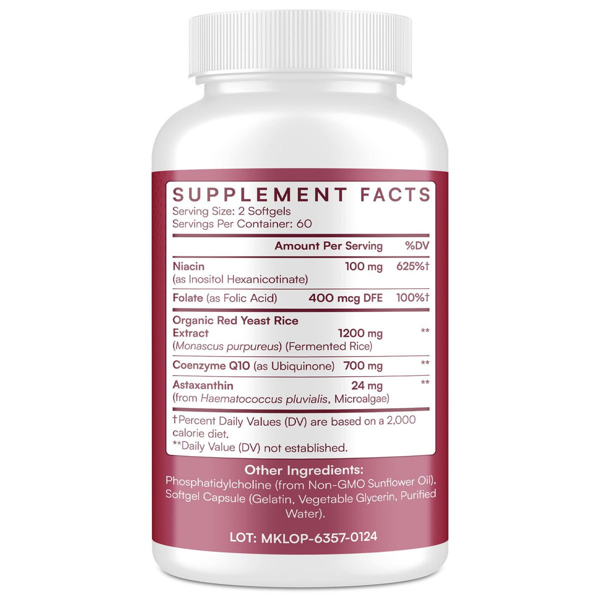 Red Yeast Rice 1200mg CoQ10 Astaxanthin 120 Softgels Q439539