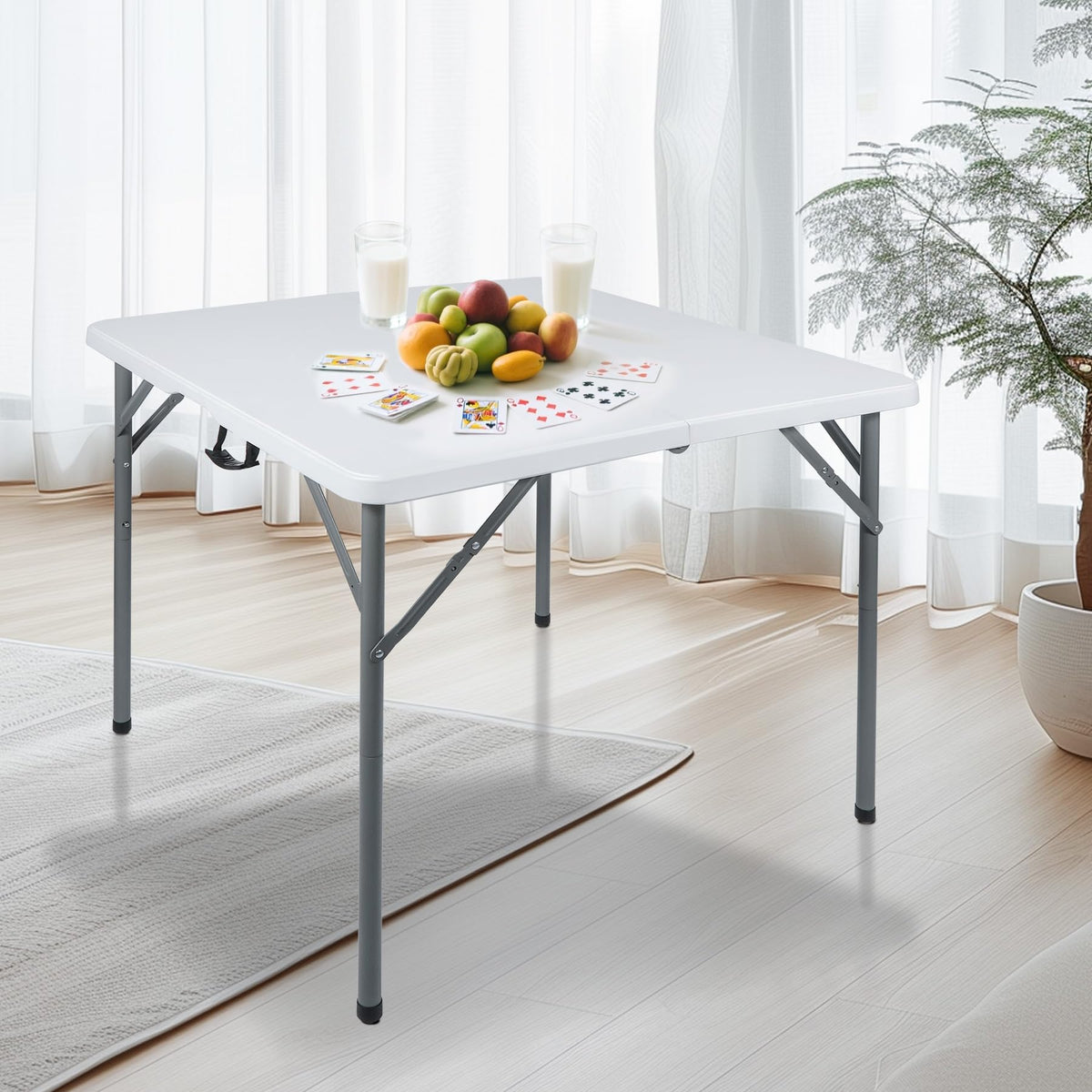 White Square Folding Card Table Y107