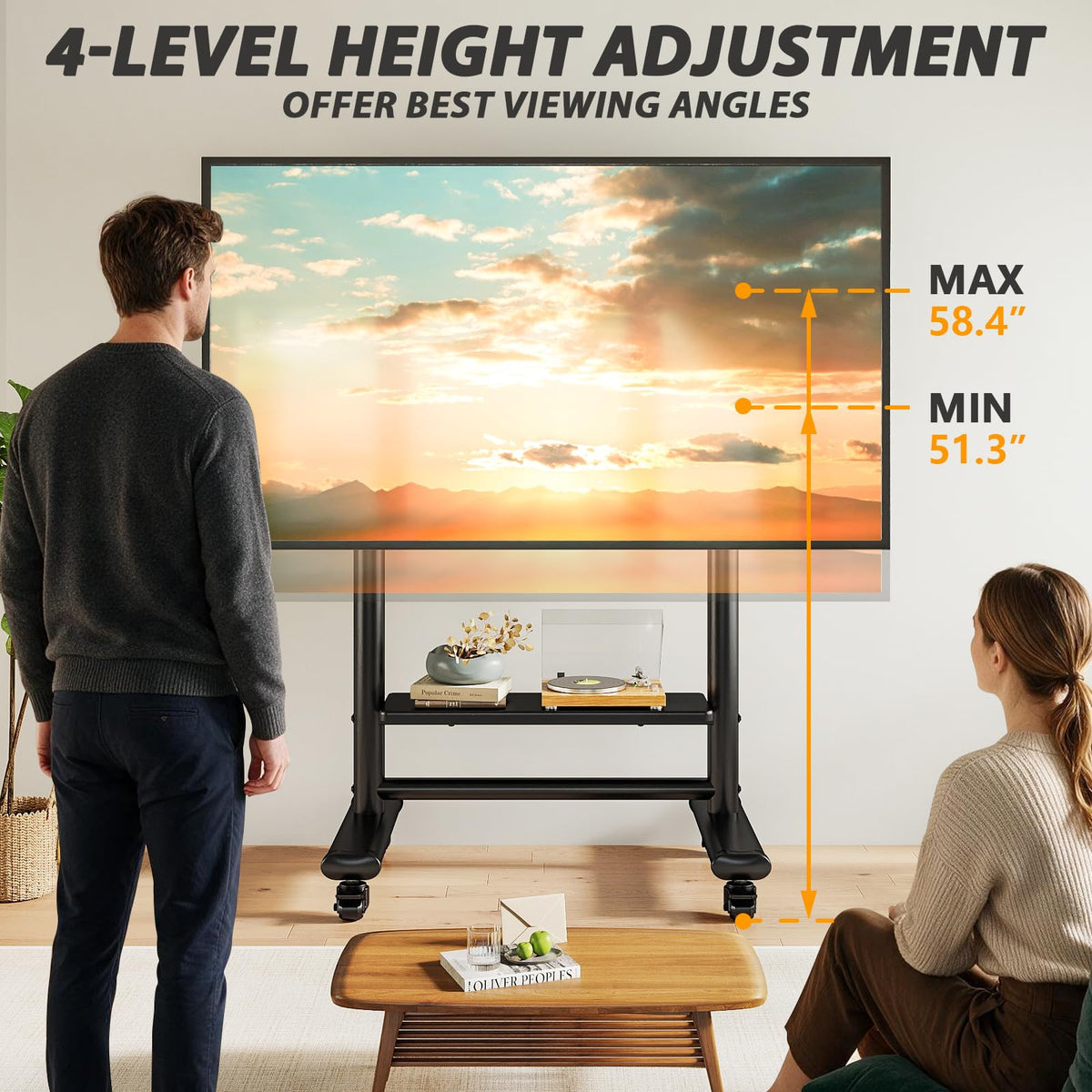 Heavy Duty Rolling TV Stand for 50-98 Inch TVs R4345