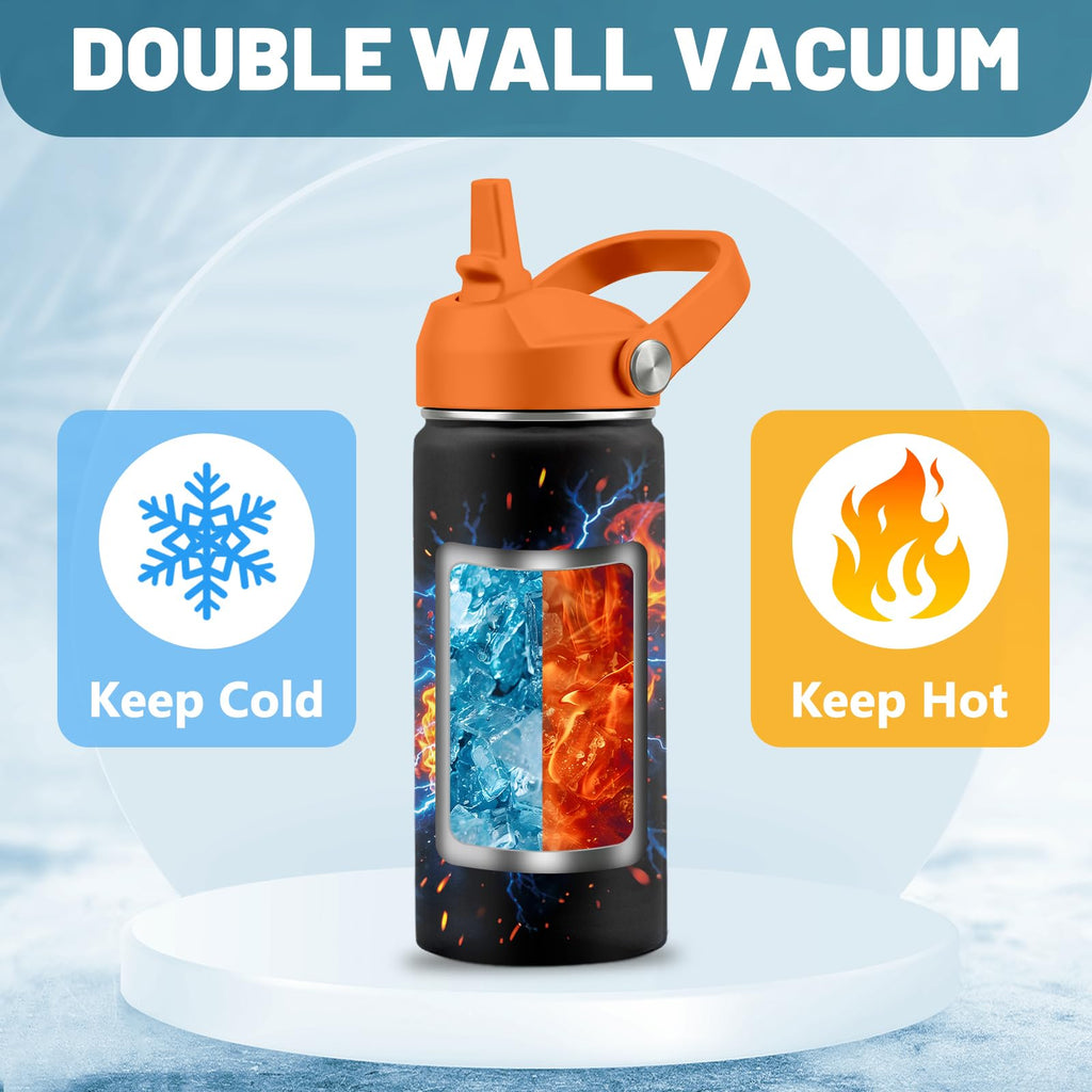 16 oz Stainless Steel Insulated Water Bottle with Straw Lid, 2 Pack O4131