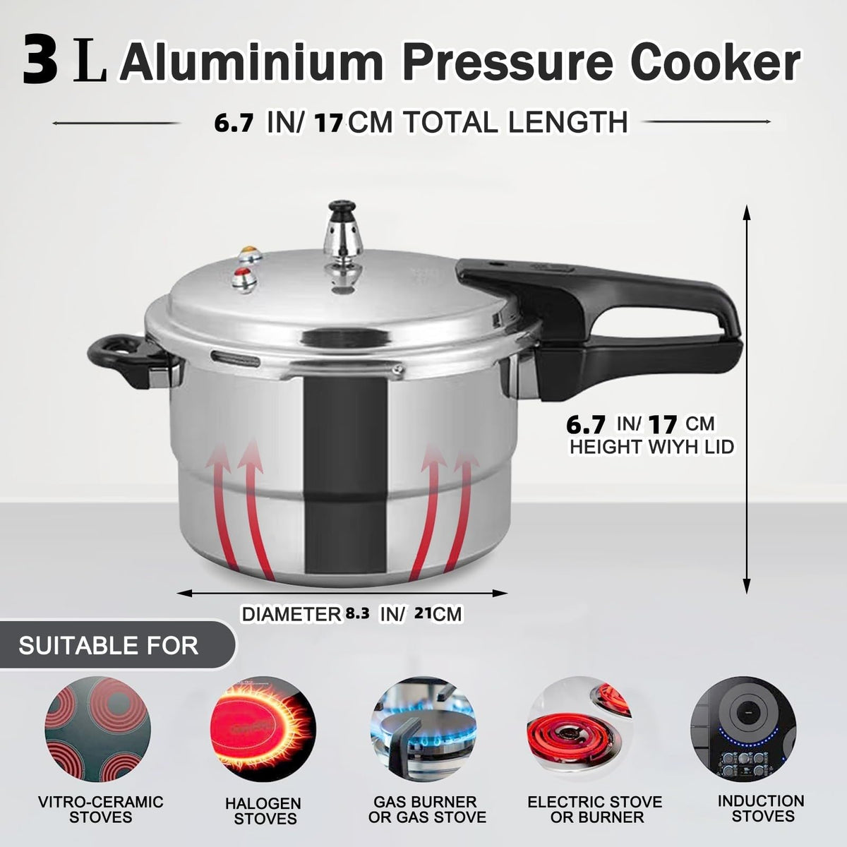 Non-Stick Aluminum Pressure Cooker with Steamed Layer K102100