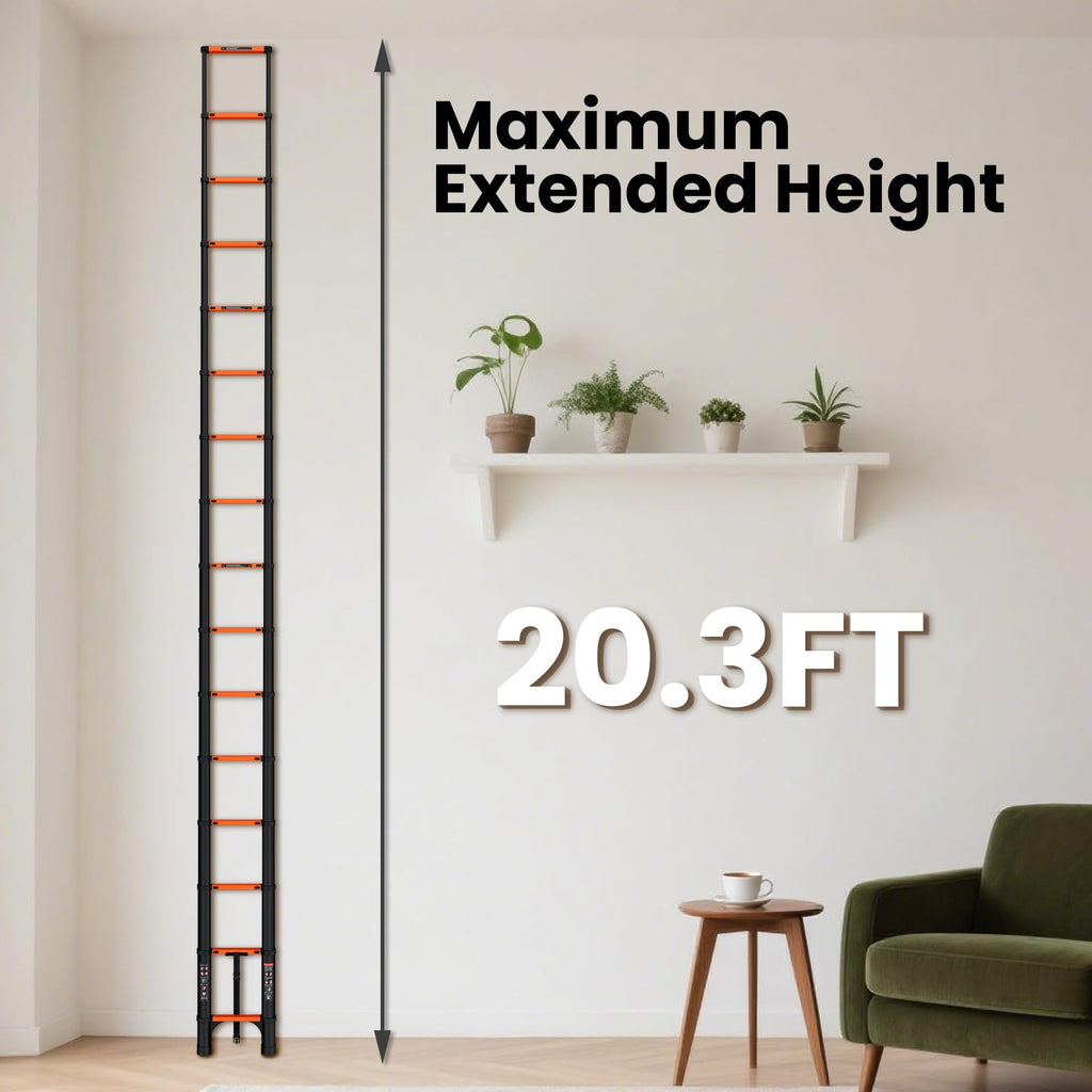 Telescoping Ladder 20.3 FT 330 lbs Capacity Orange U556193