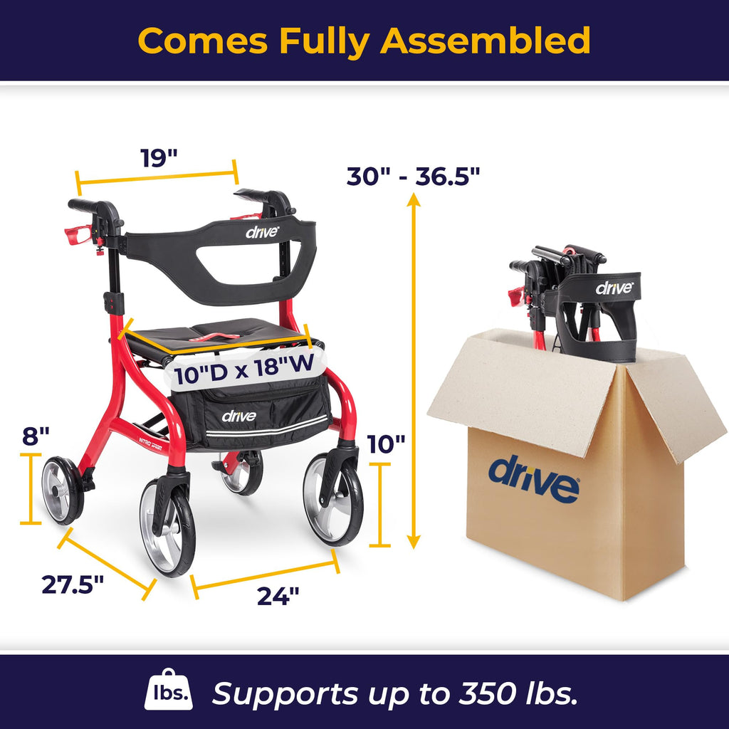 Red Standard Size Rollator Walker with Seat C67304
