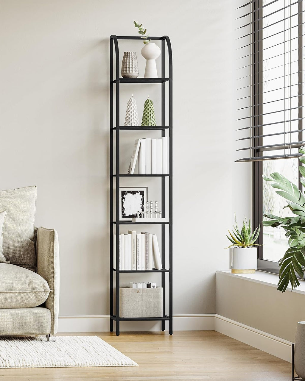 Narrow Bookshelf with Steel Frame R944