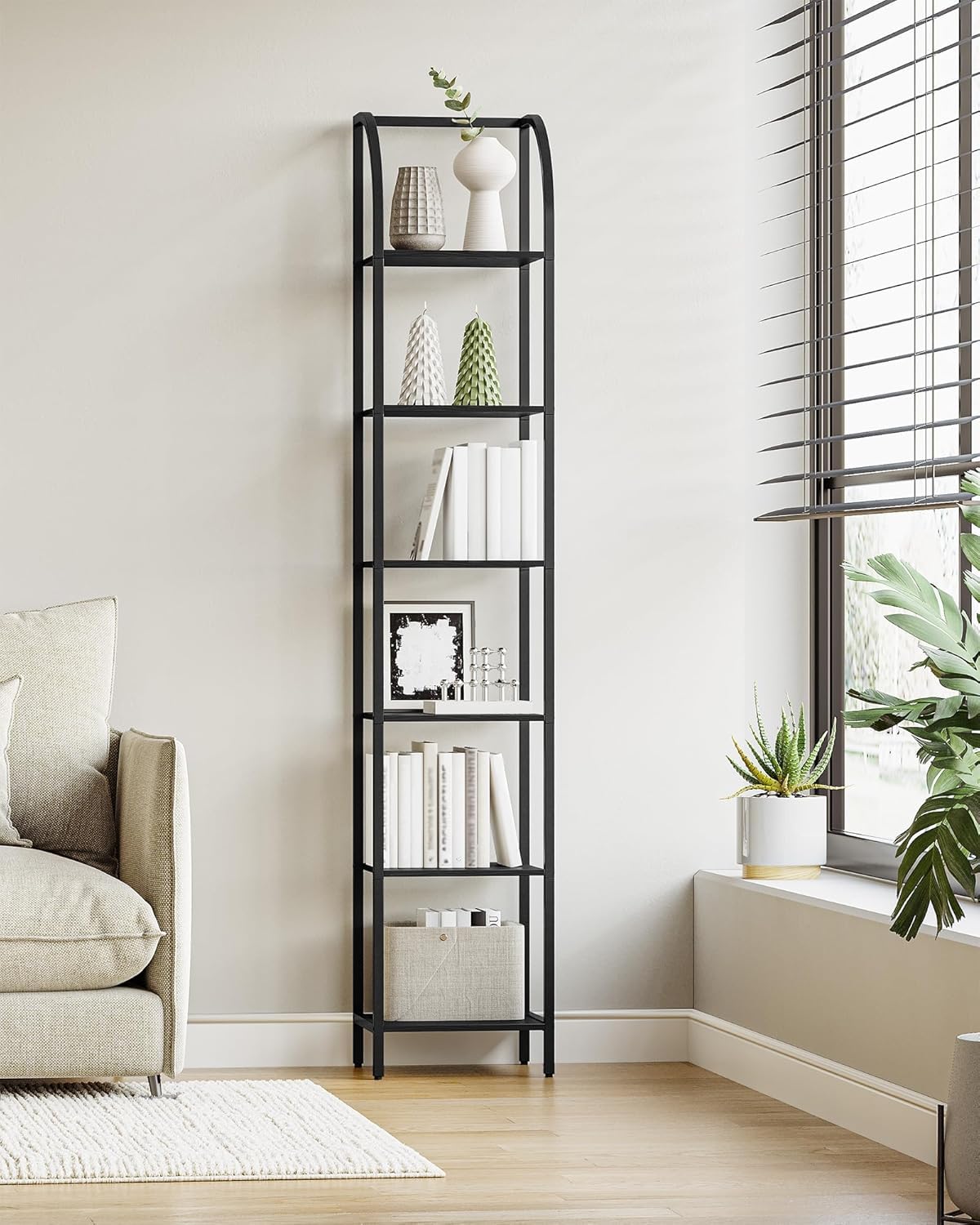 Narrow Bookshelf with Steel Frame R944