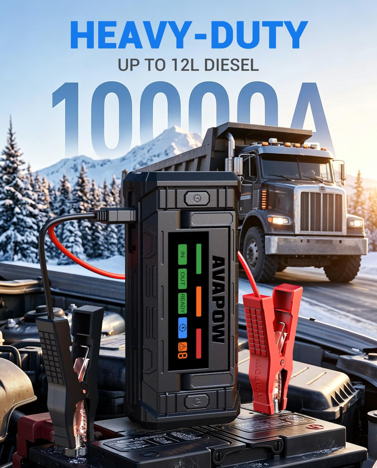 10000A Portable Battery Jumper Starter with 4" HD Display S811