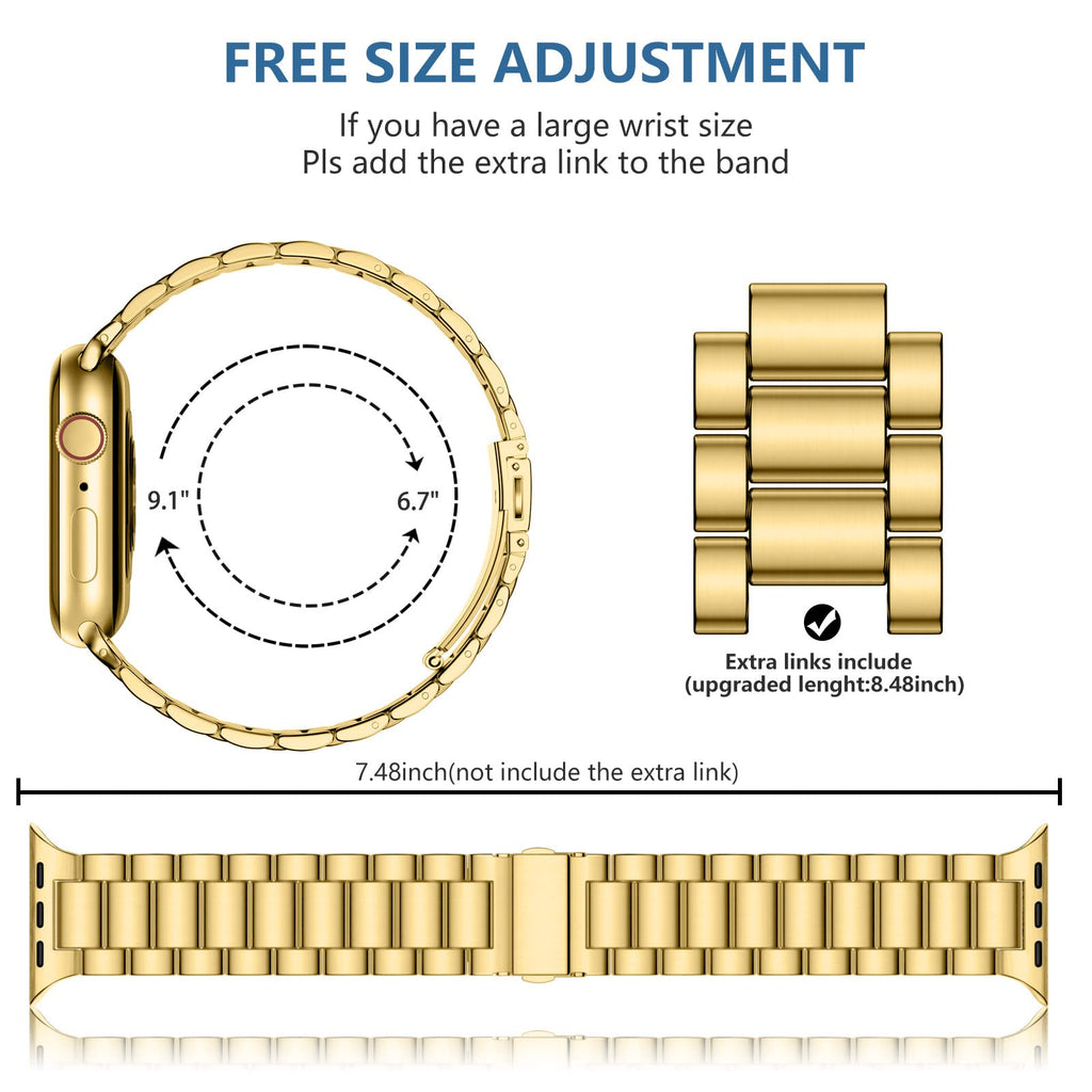 Compatible with Apple Watch Band Stainless Steel Metal Band with 2 Pack Protective Cover Case J23800