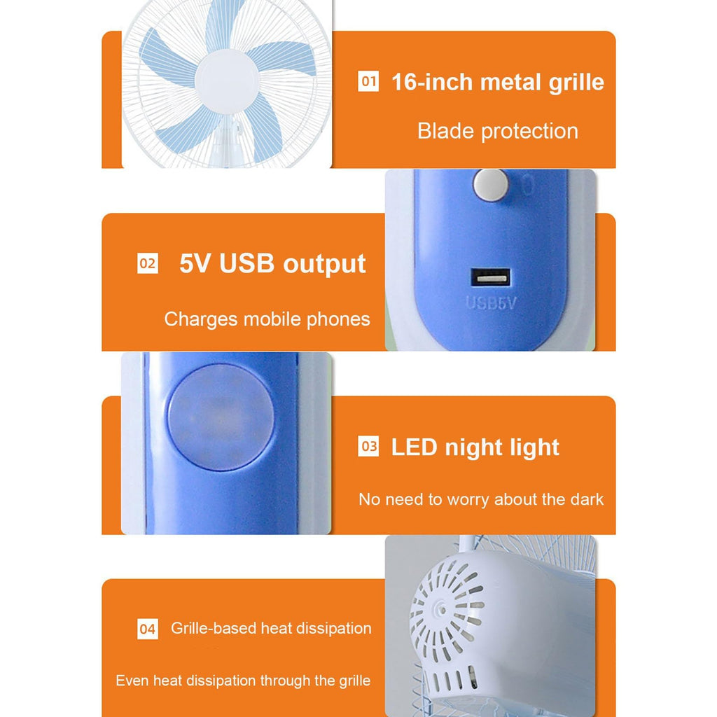 16 Inch Solar Powered Pedestal Fan with Solar Panel R80048
