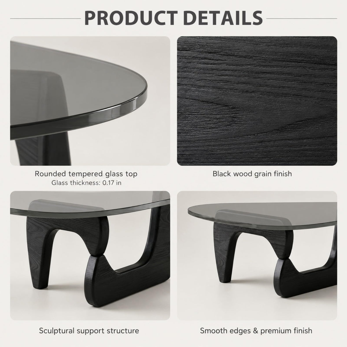 Glass Coffee Table with Wood Grain Base V99241