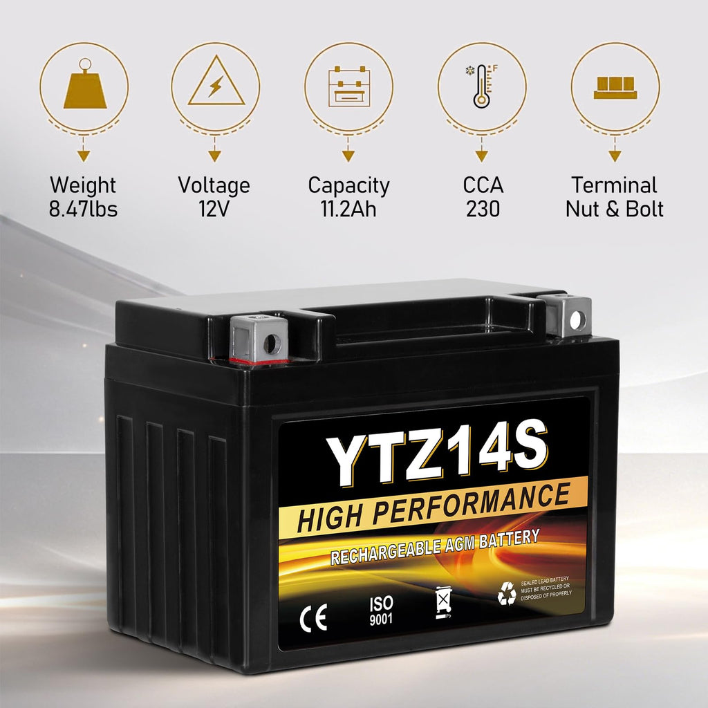 12V 11.2Ah AGM Sealed Motorcycle Battery B393