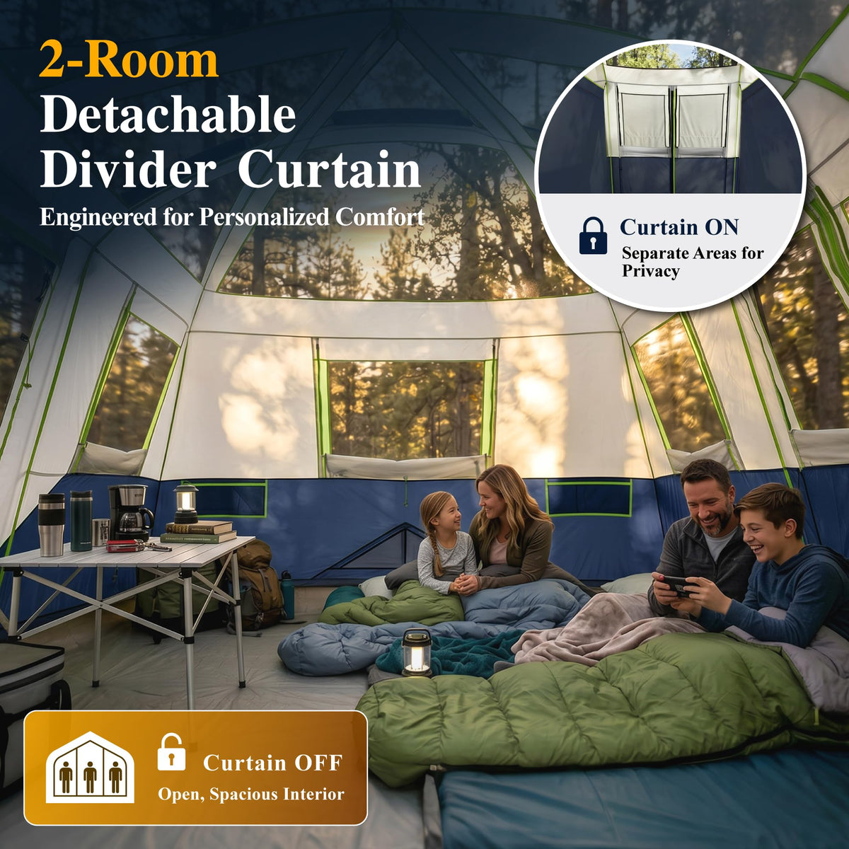 12 Person 3 Room Camping Tent with Rainfly I991