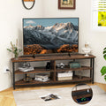Corner TV Stand for TVs up to 65" with AC Outlets and Storage Shelves Q71446