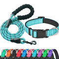 Reflective Padded Dog Collar with Neoprene, Medium, Turquoise A594499