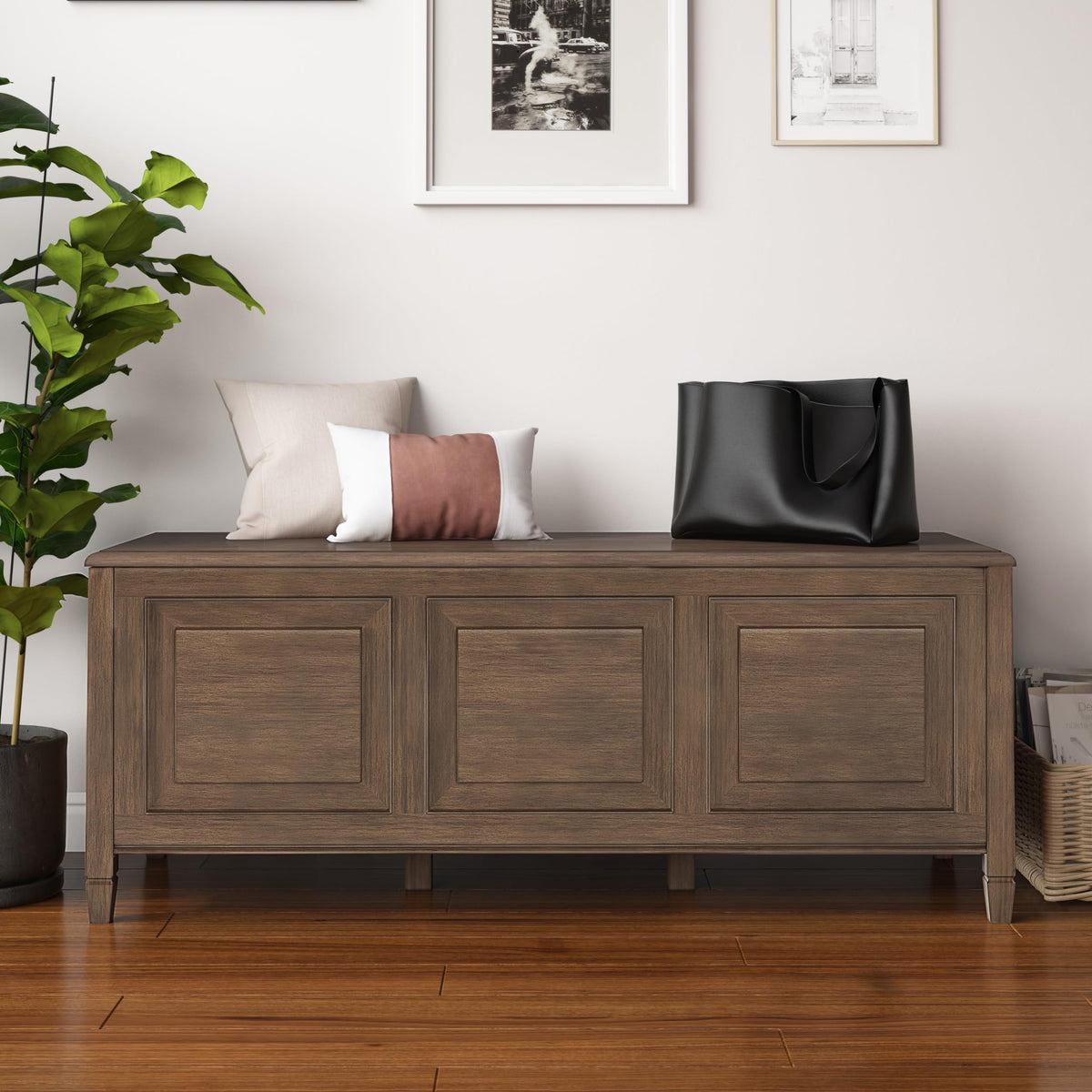Solid Wood Trunk Bench Y84614