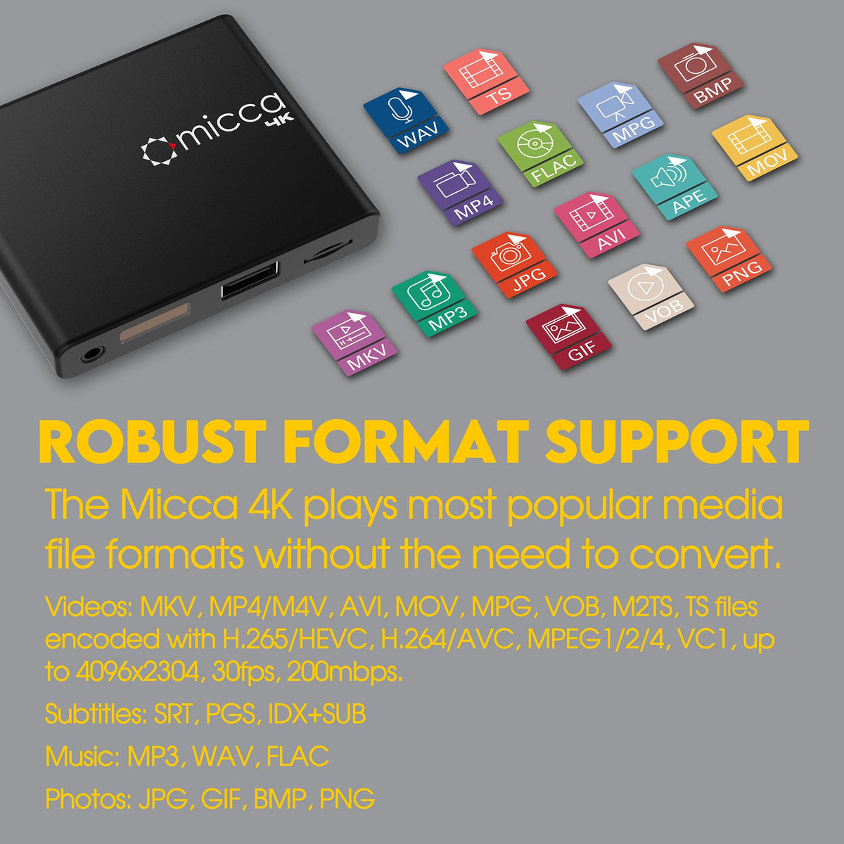 4K Ultra-HD USB and microSD Media Player C326
