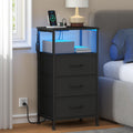 Nightstand with Charging Station, 3 Fabric Drawers M28714