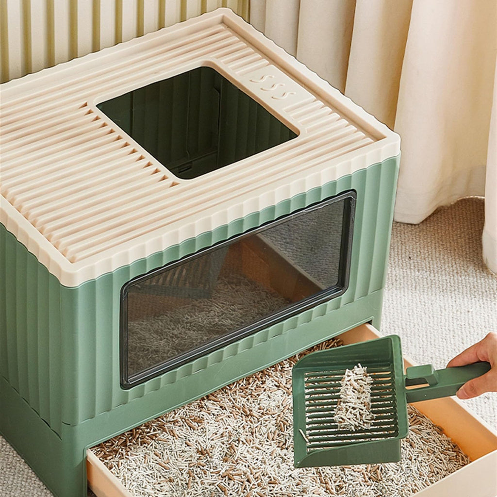Foldable Top Entry Cat Litter Box with Lid I466