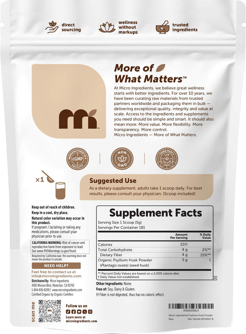 Organic Psyllium Husk Powder 2lbs I77994