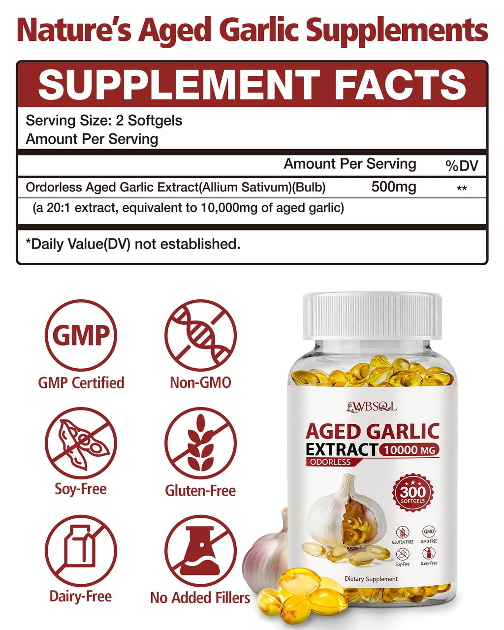 Aged Garlic Extract 10,000 mg 300 Softgels Q4951