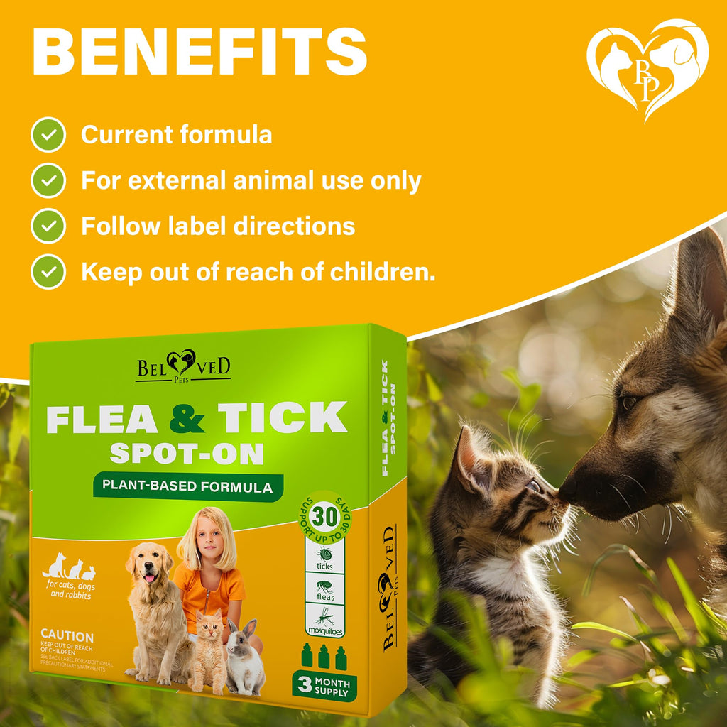 Flea & Tick Spot-On Drops for Dogs and Cats 3 Supply Pack L173