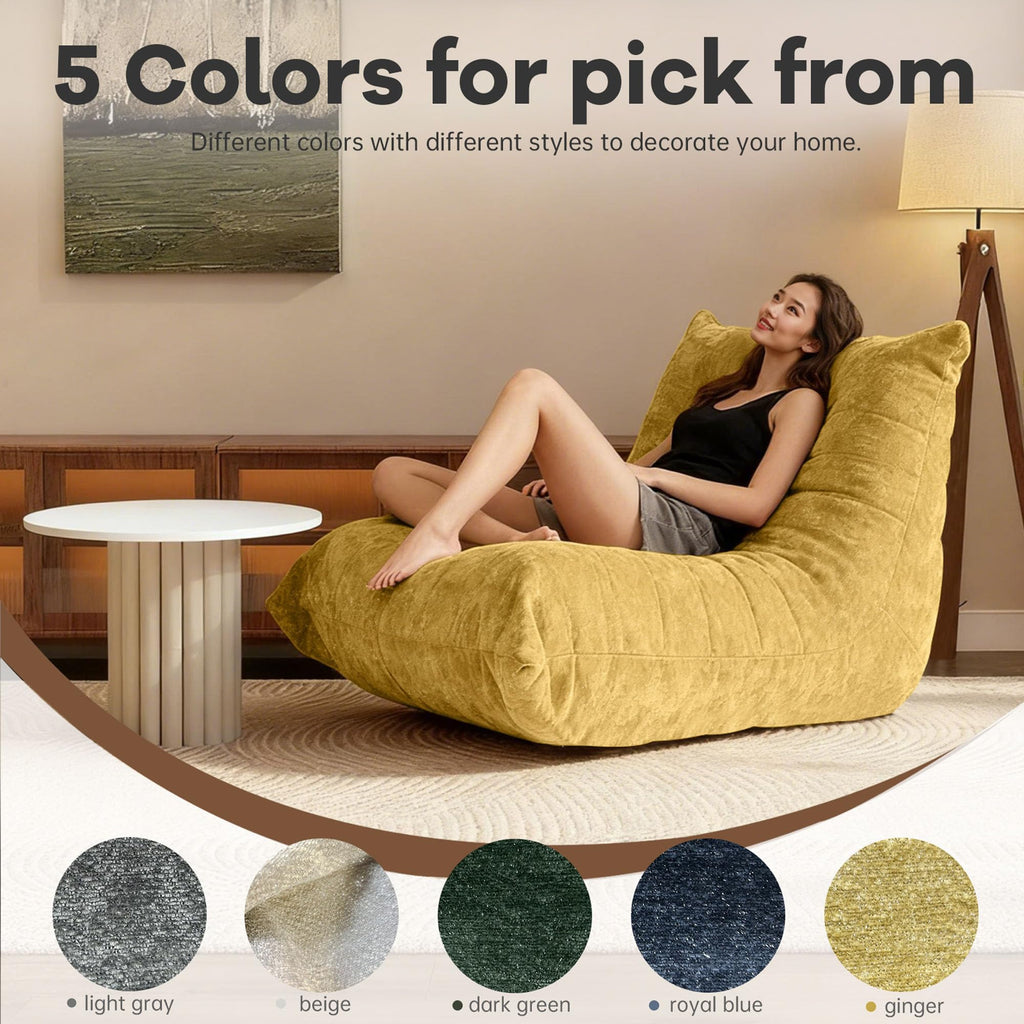 Yellow Bean Bag Chair with Memory Foam K2131