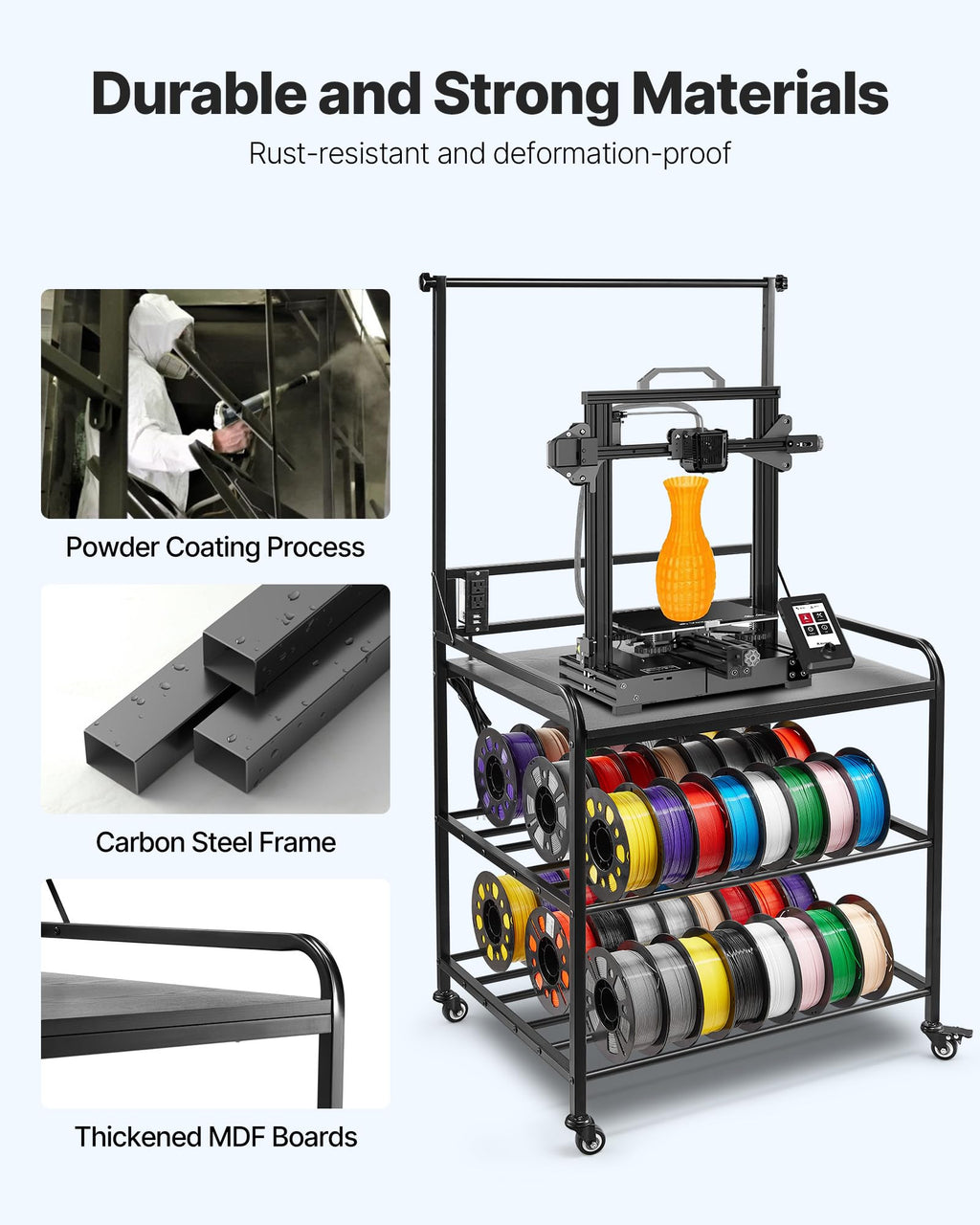 3-Tier Filament Storage Rack with Wheels Y1137