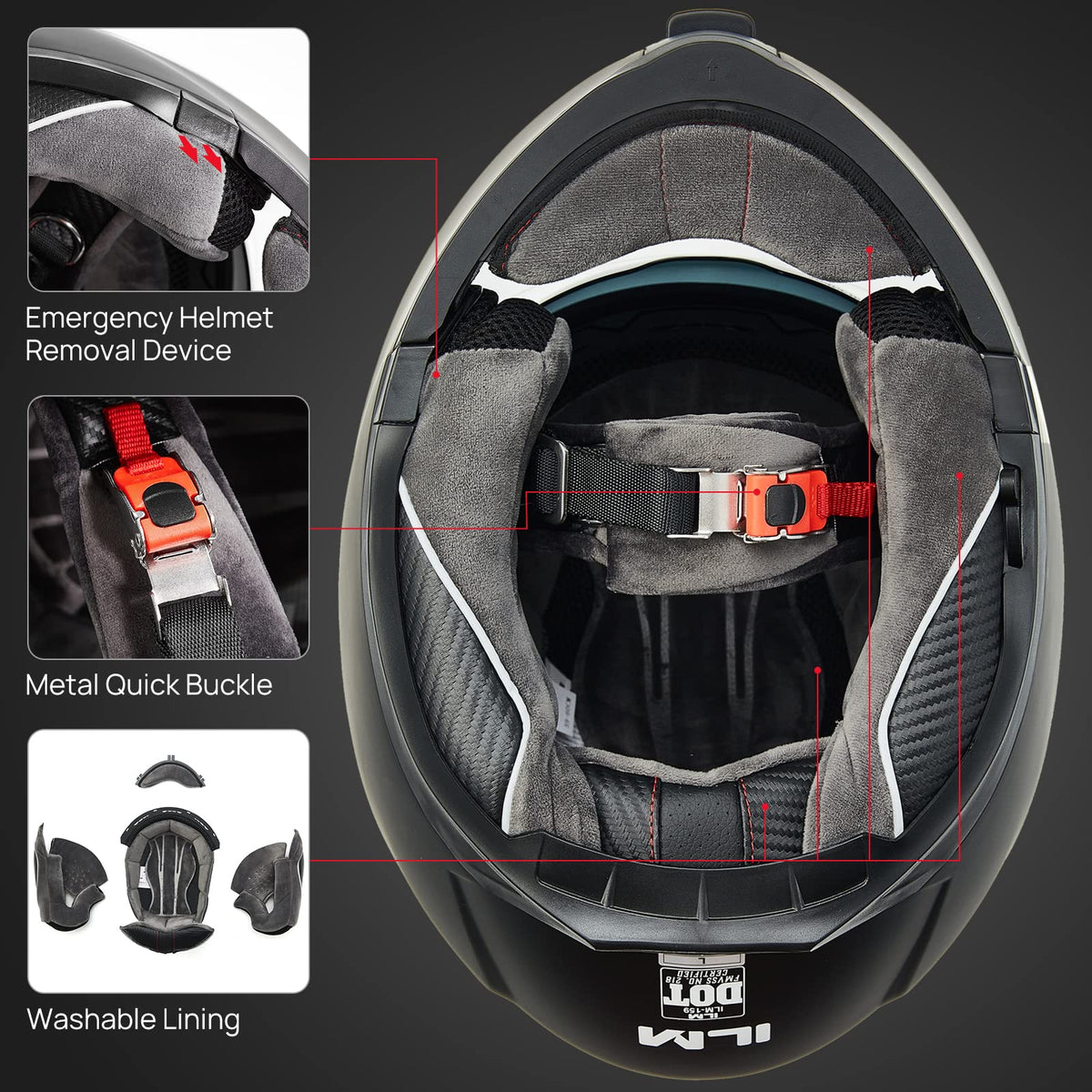 Matte Black Large Modular Full Face Motorcycle Helmet N6171