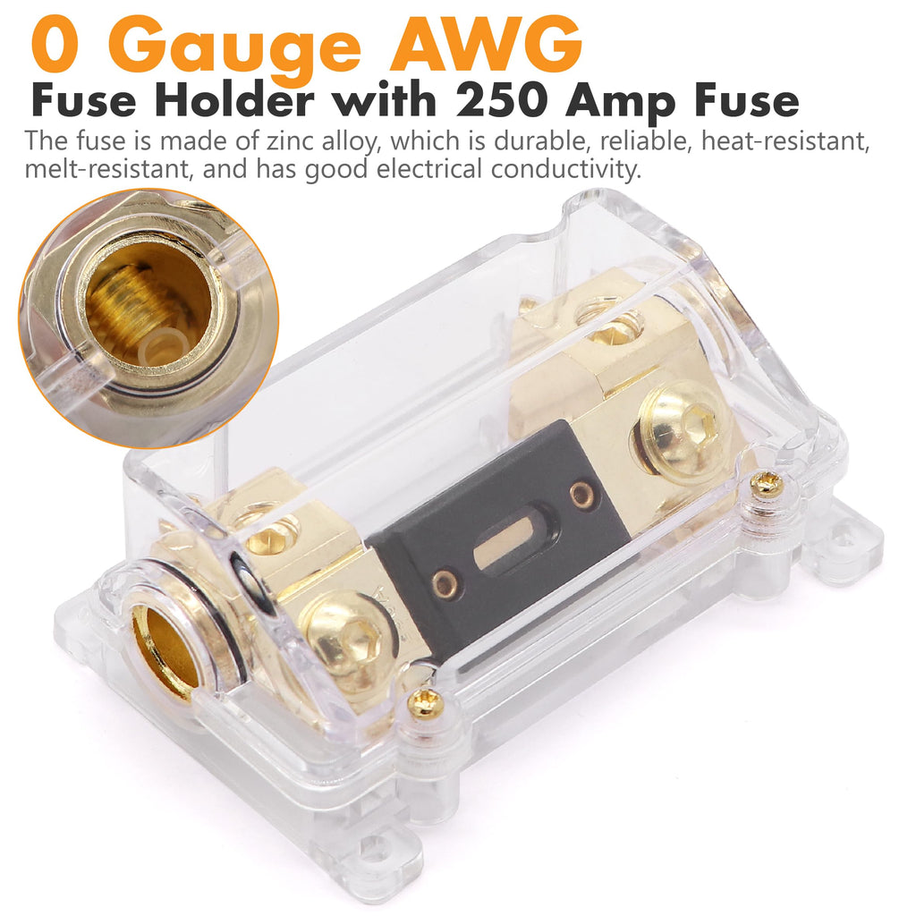 0 Gauge Pure OFC Amplifier Wiring Kit with Fuse Holder & RCA O4612