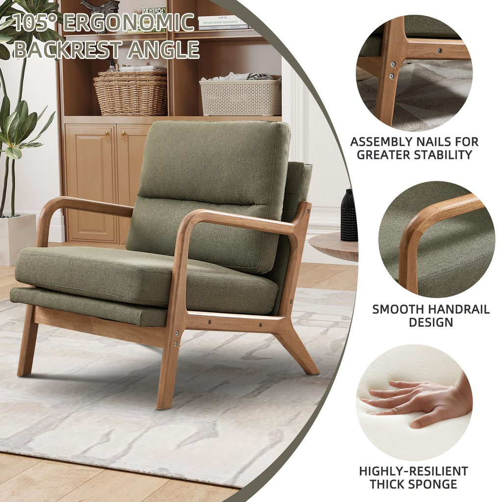 Mid Century Modern Linen Accent Chair Set of 2 M84741