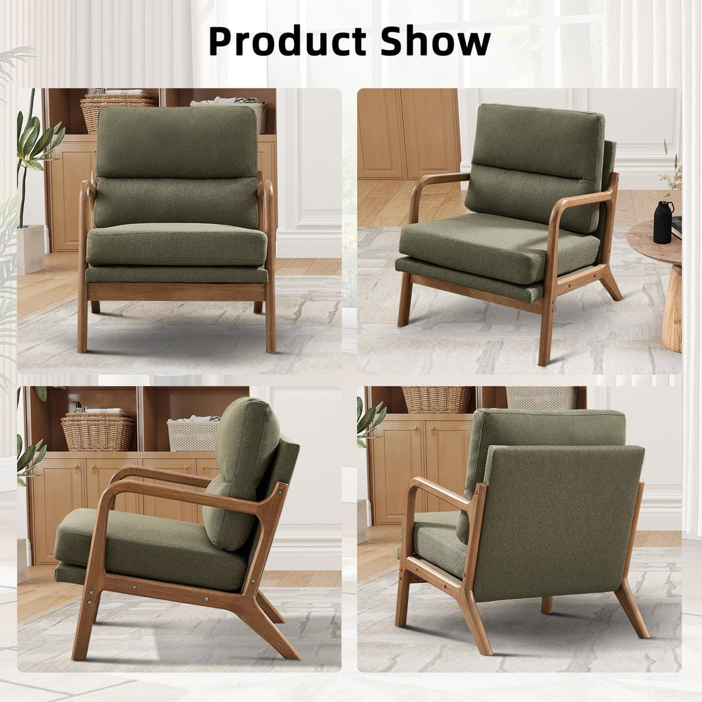 Mid Century Modern Linen Accent Chair Set of 2 M84741