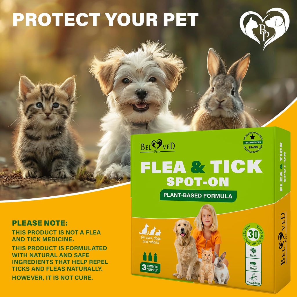 Flea & Tick Spot-On Drops for Dogs and Cats 3 Supply Pack L173