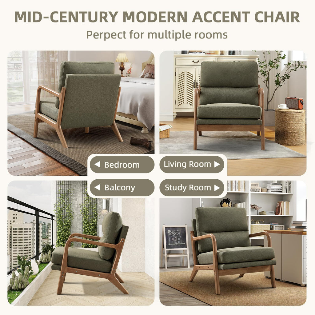 Mid Century Modern Linen Accent Chair Set of 2 M84741
