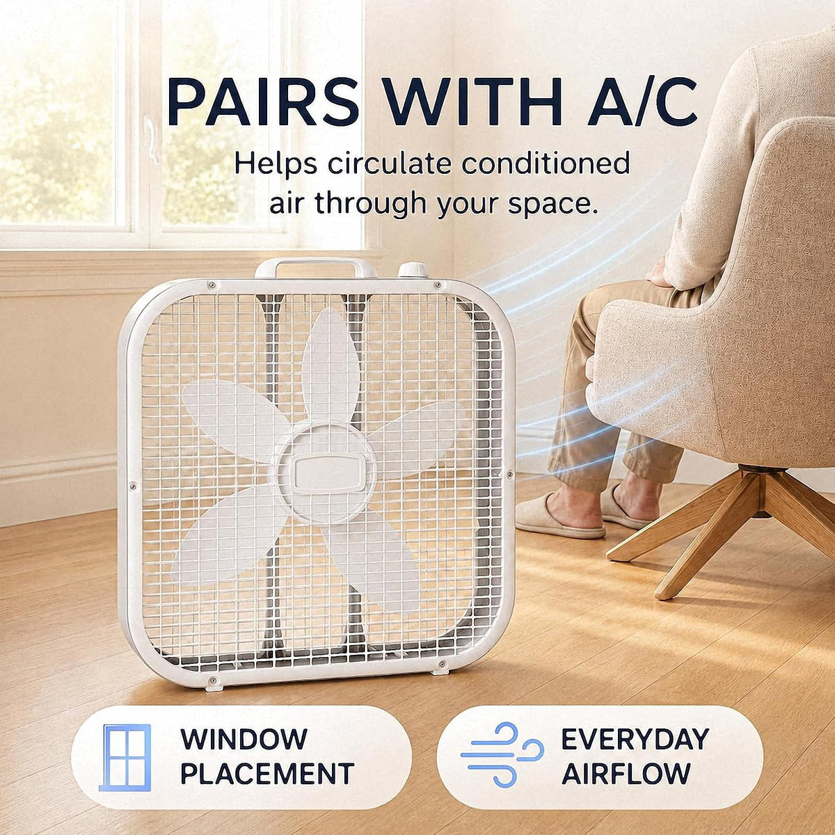 20 Inch 3-Speed White Box Fan X34701