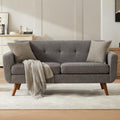 65" Grey Button Tufted Upholstered Loveseat Sofa S1574