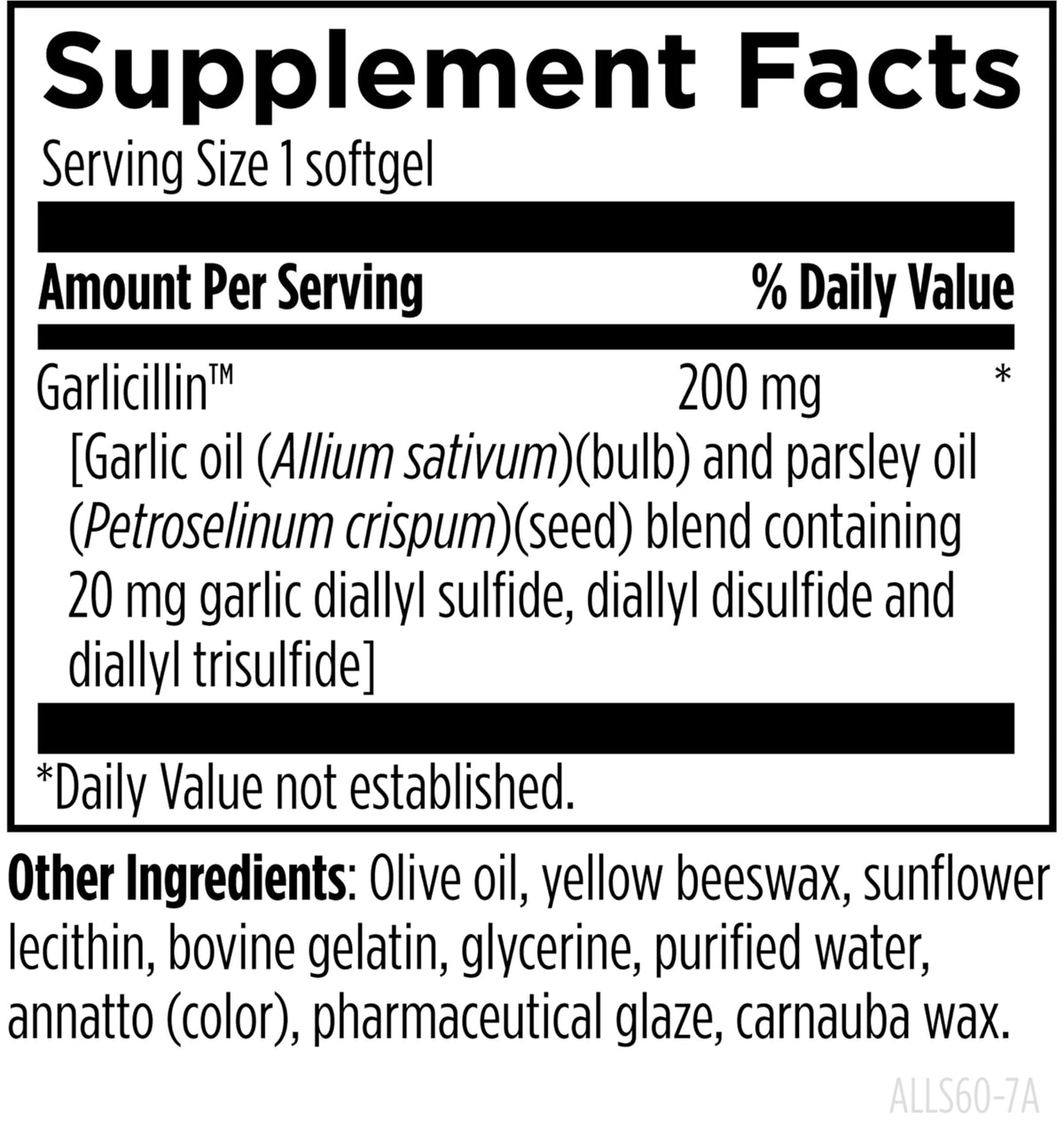 Allicin Supplement 60 Softgels X294935