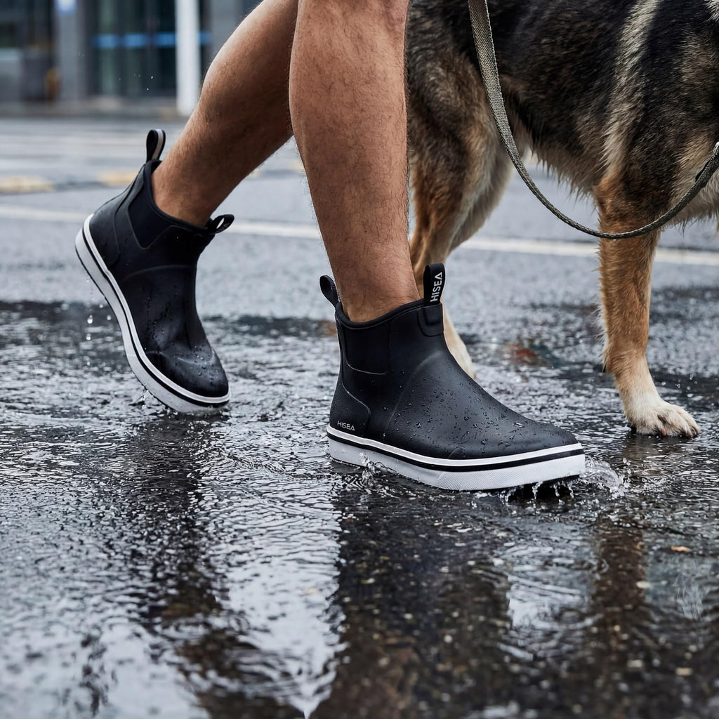Men's Waterproof Rubber Neoprene Ankle Deck Boots J475189