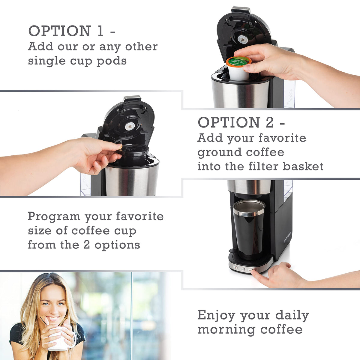 Single Serve Coffee Maker with 14oz Travel Mug C930