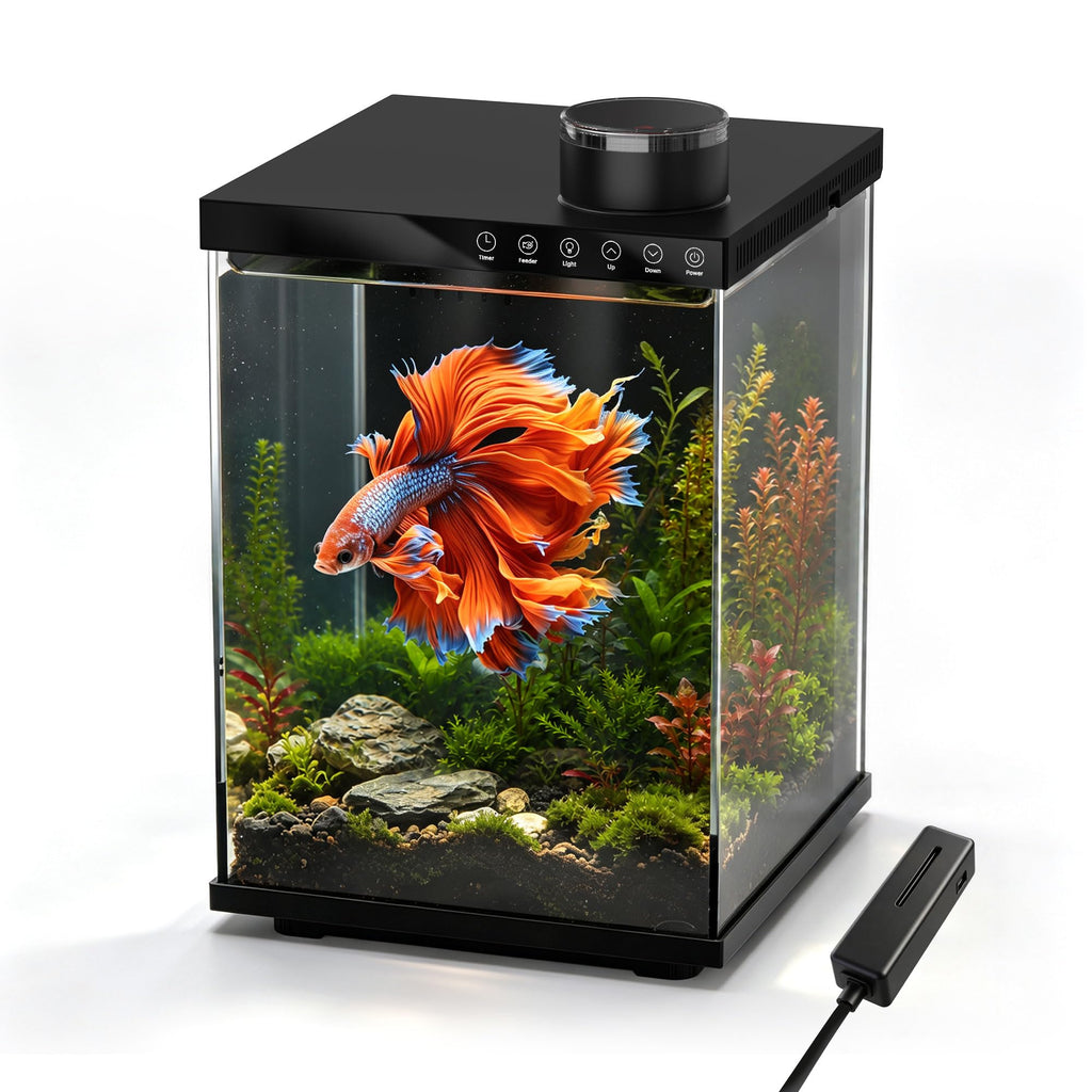 4 Gallon Ultra-Clear Glass Aquarium Kit with Auto Feeder C137137