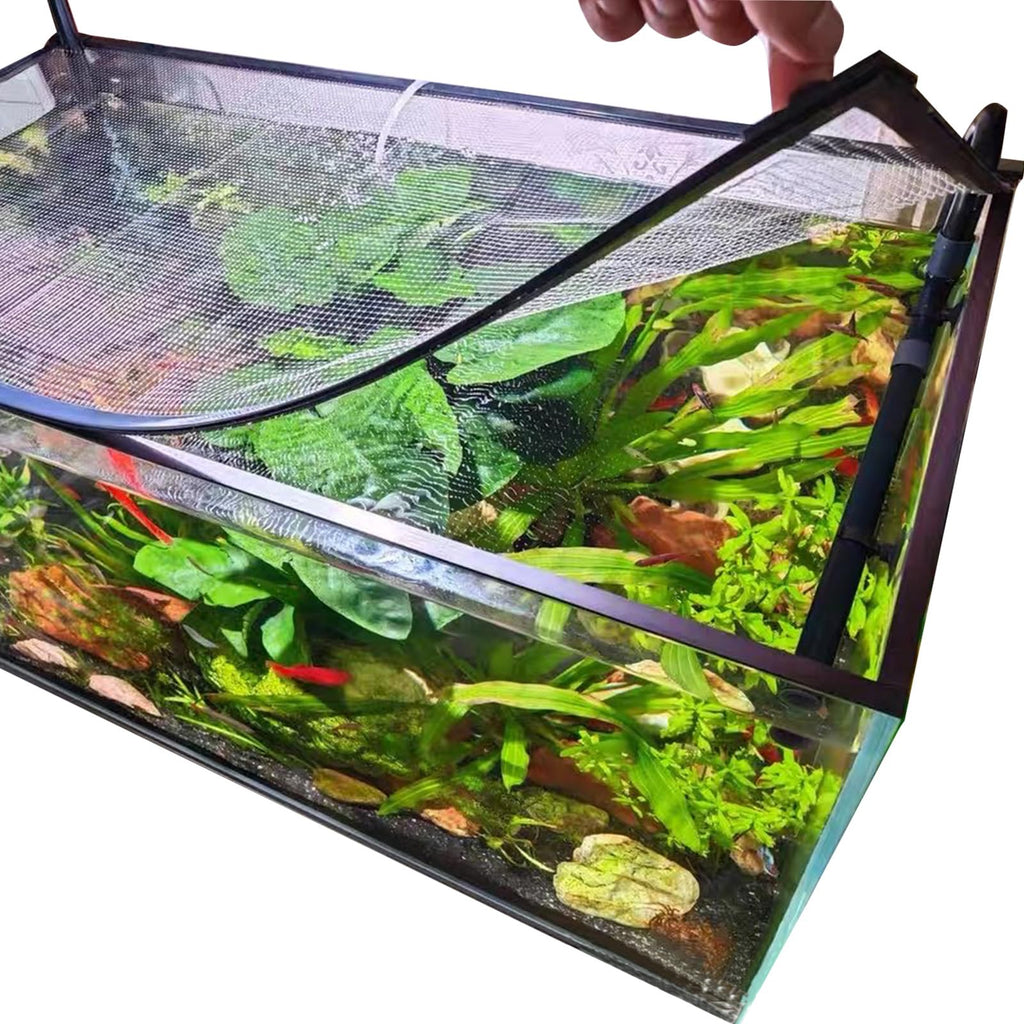 Magnetic Aquarium Lid Fish Tank Hood Cover Anti-Jumping Net O49898