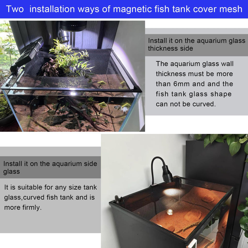 Magnetic Aquarium Lid Fish Tank Hood Cover Anti-Jumping Net O49898