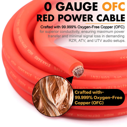 0 Gauge Pure OFC Amplifier Wiring Kit with Fuse Holder & RCA O4612