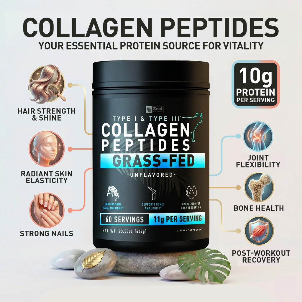 Hydrolyzed Collagen Peptides Powder, 10g Protein, Unflavored, 23.53 oz H17254