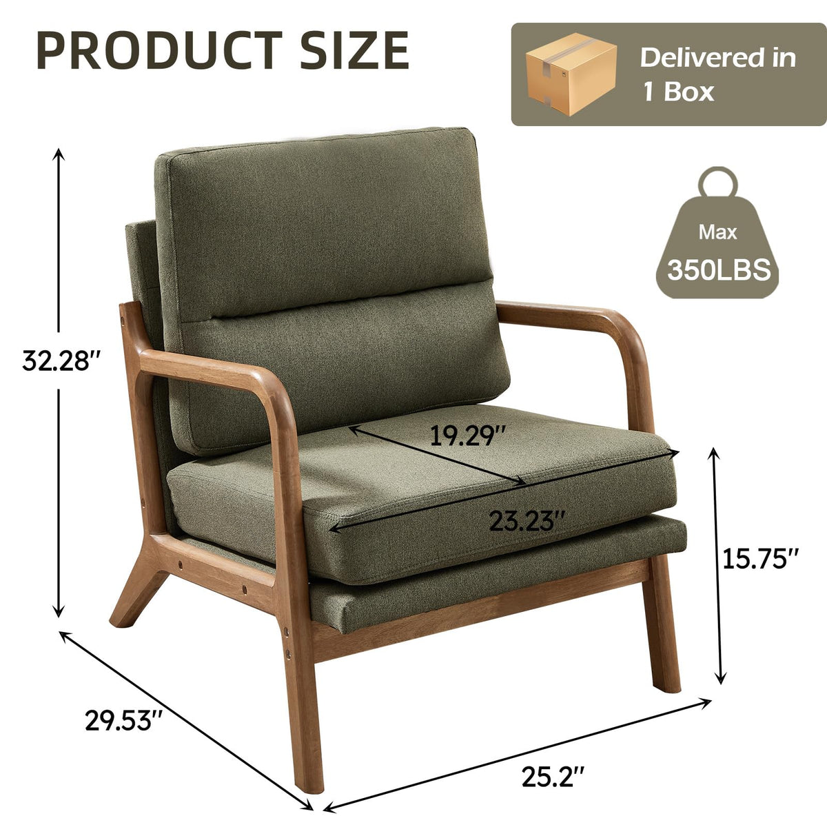 Mid Century Modern Linen Accent Chair Set of 2 M84741