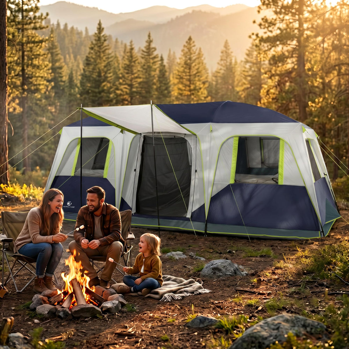 12 Person 3 Room Camping Tent with Rainfly I991