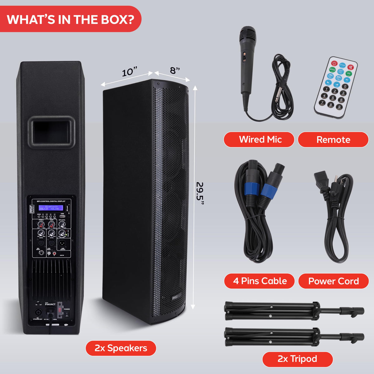 2000W Bluetooth PA Speaker System with LED Lights and Tripod Stands G974